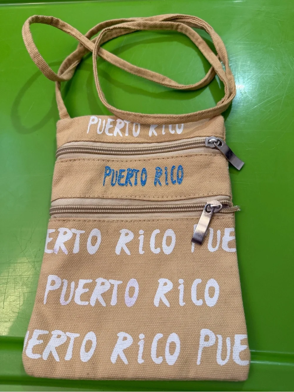 Puerto Rico Beige Crossbody Travel Bag